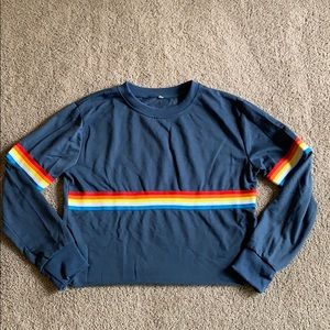 Blue rainbow crop top long sleeve.